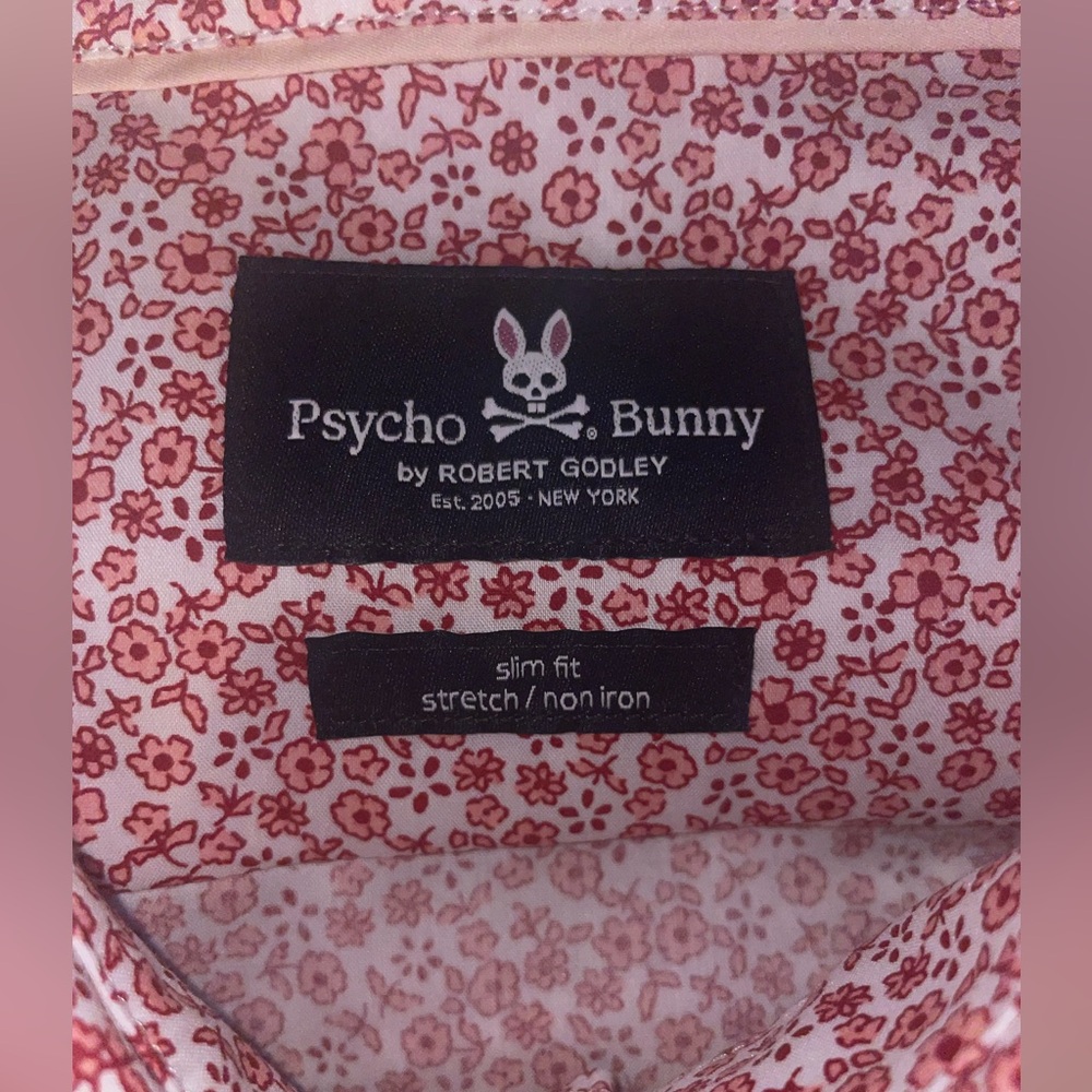 Psycho Bunny 🐰 small floral print, size 34/35 neck 17 1/2 - Picture 6 of 7